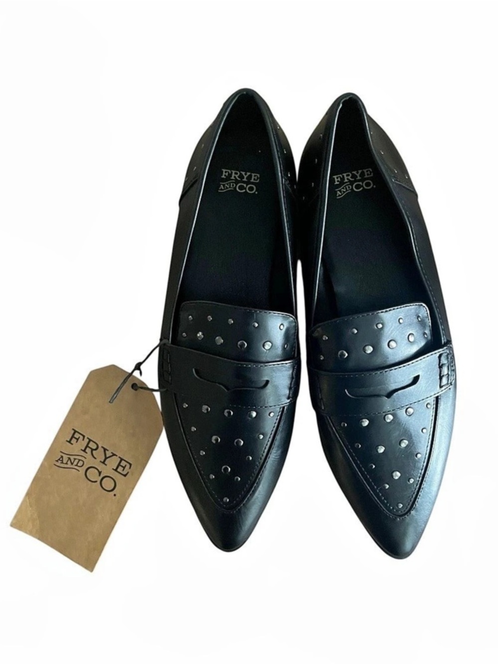 Frye Studded Black Loafers US 8 NWT
